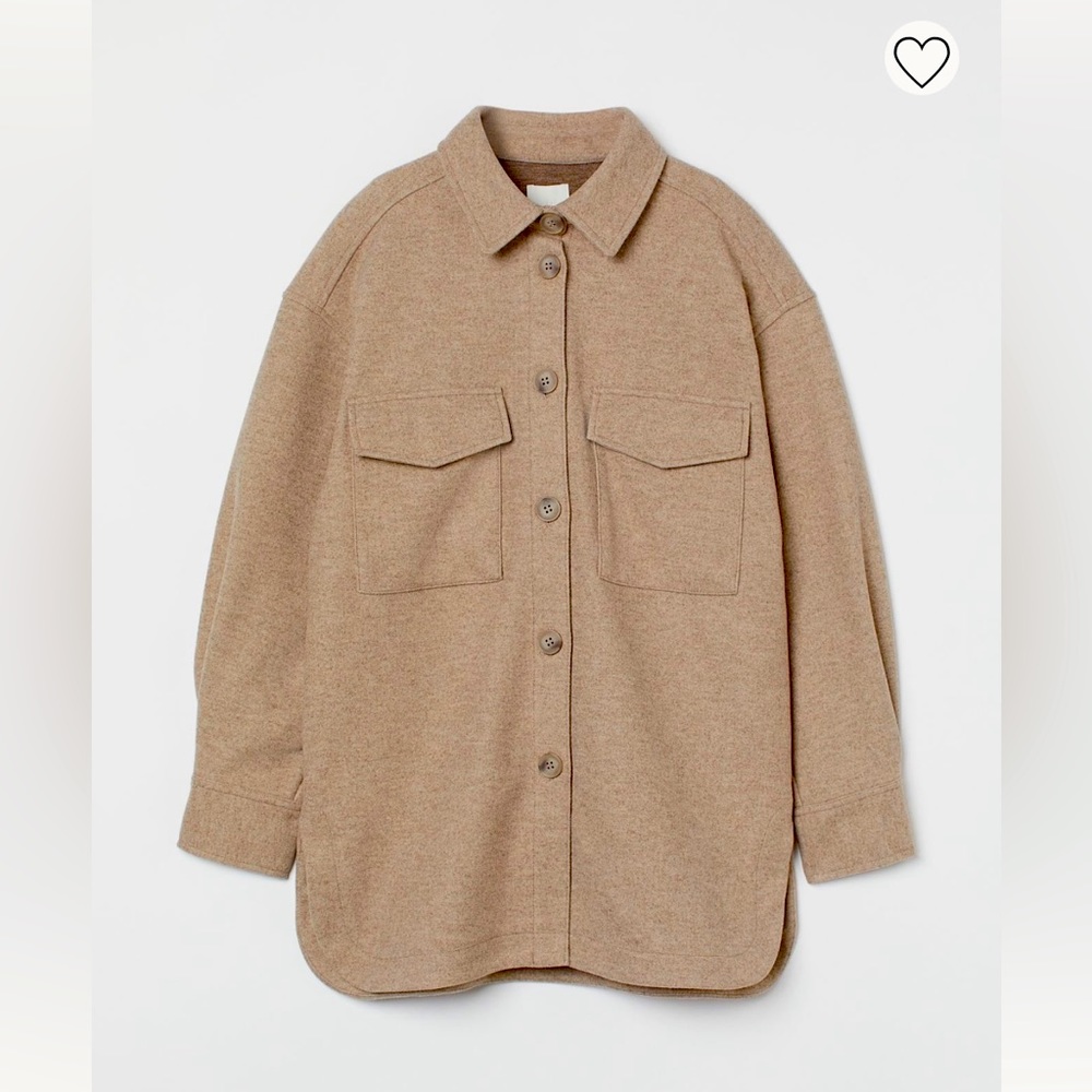 H&M Fleece Shirt Jacket. Size S. Heathered Beige